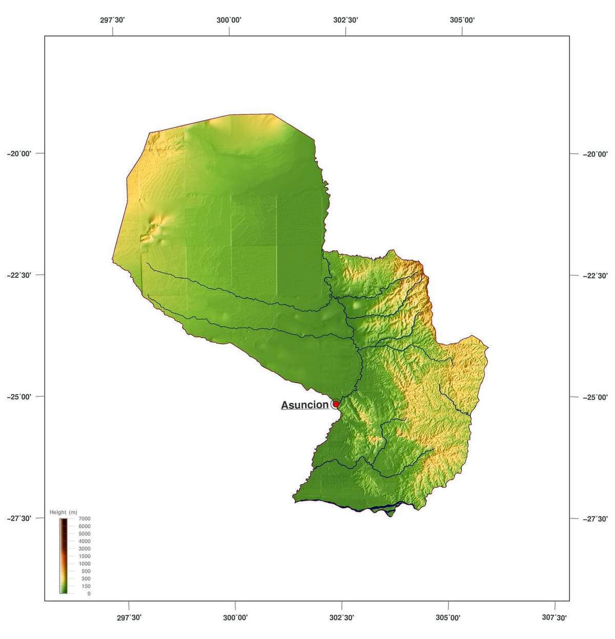 ನಕ್ಷೆ ದೈಹಿಕ ಪರಾಗ್ವೇ